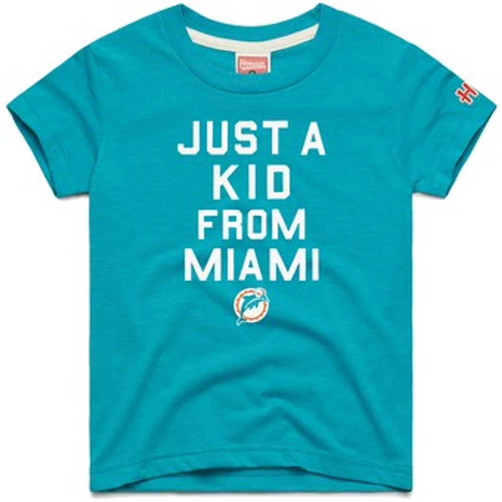 Youth Homage  Aqua Miami Dolphins Just a Kid Tri-Blend T-Shirt