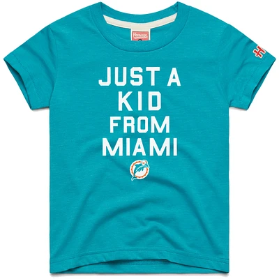 Youth Homage  Aqua Miami Dolphins Just a Kid Tri-Blend T-Shirt