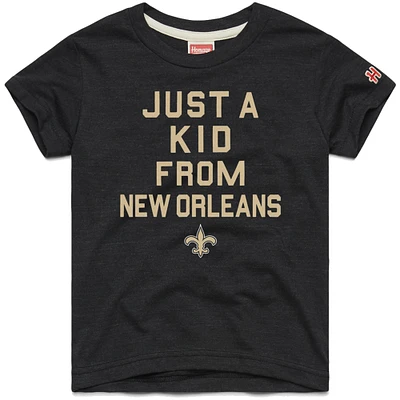 Youth Homage  Black New Orleans Saints Just a Kid Tri-Blend T-Shirt