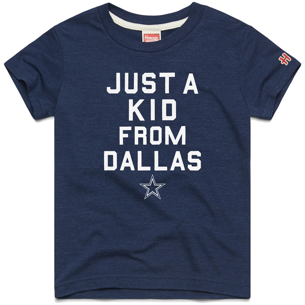 Youth Homage  Navy Dallas Cowboys Just a Kid Tri-Blend T-Shirt