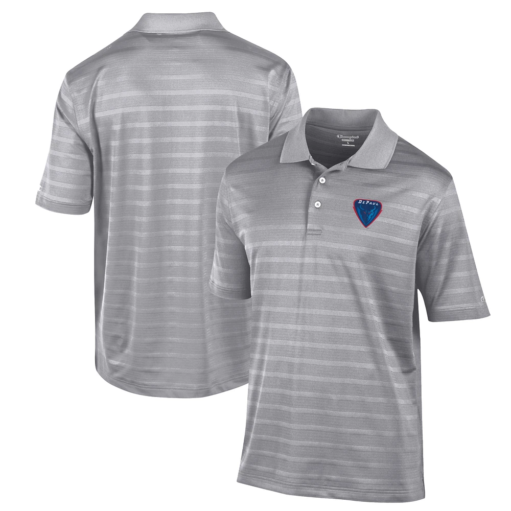 Men's Champion Gray DePaul Blue Demons Textured Solid Polo