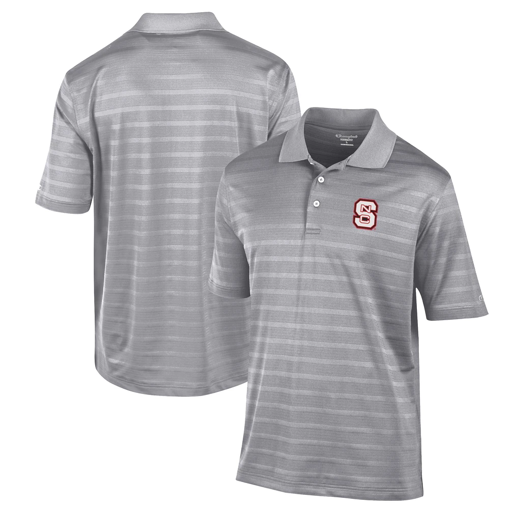 Men's Champion Gray NC State Wolfpack Textured Solid Polo