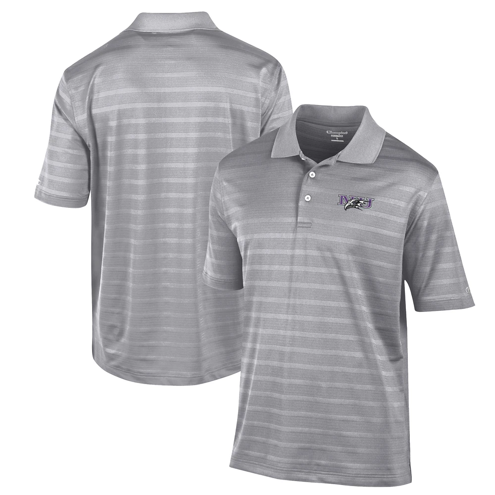 Men's Champion Gray Niagara Purple Eagles Textured Solid Polo