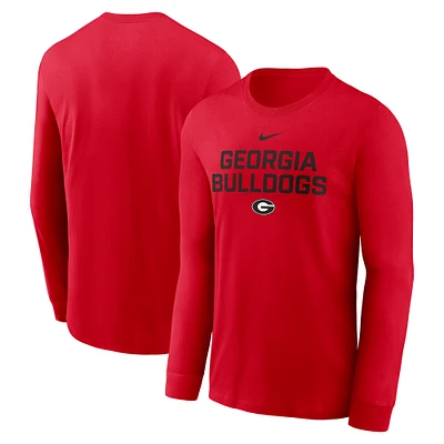 Men's Nike Red Georgia Bulldogs 2025 Sideline Performance Long Sleeve T-Shirt