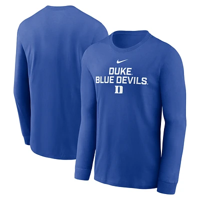 Men's Nike Royal Duke Blue Devils 2025 Sideline Performance Long Sleeve T-Shirt