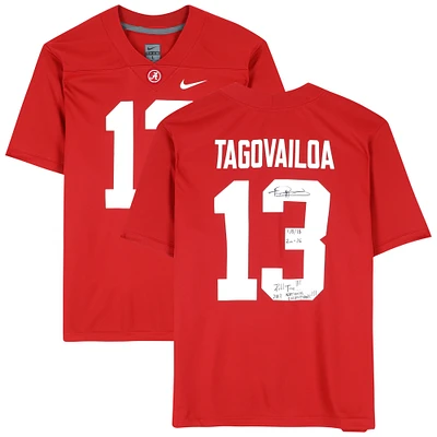 Tua Tagovailoa Alabama Crimson Tide Autographed Nike Game Jersey with Multiple Inscriptions