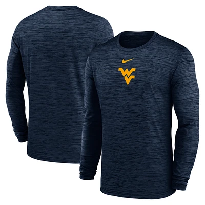 Men's Nike Navy West Virginia Mountaineers 2025 Sideline Velocity Performance Long Sleeve T-Shirt