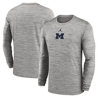 Men's Jordan Brand Gray Michigan Wolverines 2025 Sideline Velocity Performance Long Sleeve T-Shirt