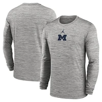 Men's Jordan Brand Gray Michigan Wolverines 2025 Sideline Velocity Performance Long Sleeve T-Shirt