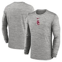 Men's Nike Gray USC Trojans 2025 Sideline Velocity Performance Long Sleeve T-Shirt