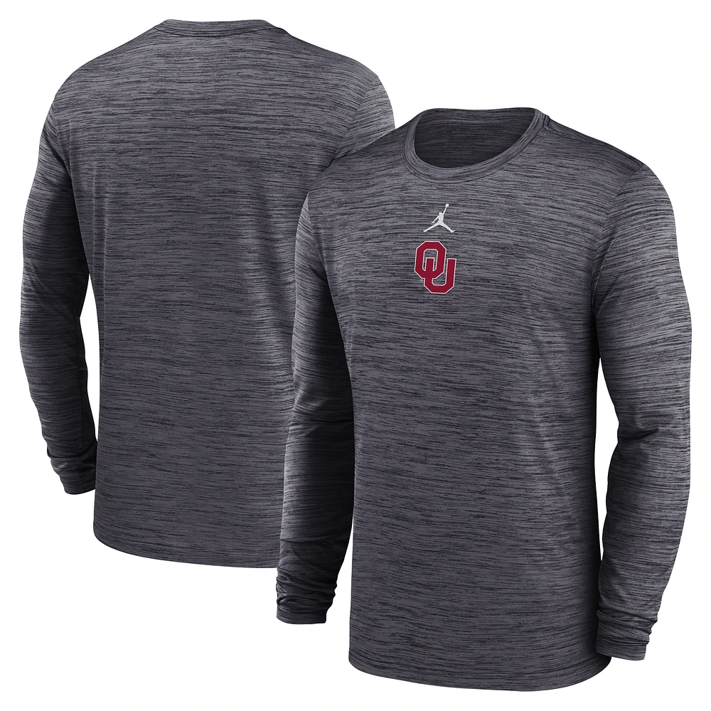 Men's Jordan Brand Black Oklahoma Sooners 2025 Sideline Velocity Performance Long Sleeve T-Shirt