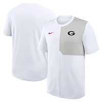 Men's Nike White Georgia Bulldogs 2025 Sideline UV Performance Coach T-Shirt