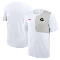 Men's Nike White Georgia Bulldogs 2025 Sideline UV Performance Coach T-Shirt