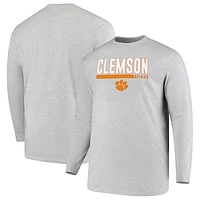 Men's Profile Heather Gray Clemson Tigers Big & Tall Long Sleeve T-Shirt