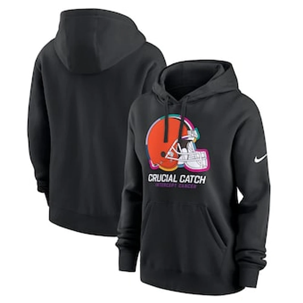 Women's Nike  Black Cleveland Browns 2024 NFL Crucial Catch Club Pullover Hoodie