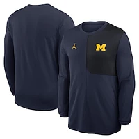Men's Jordan Brand Navy Michigan Wolverines 2025 Sideline Coach UV Performance Long Sleeve T-Shirt