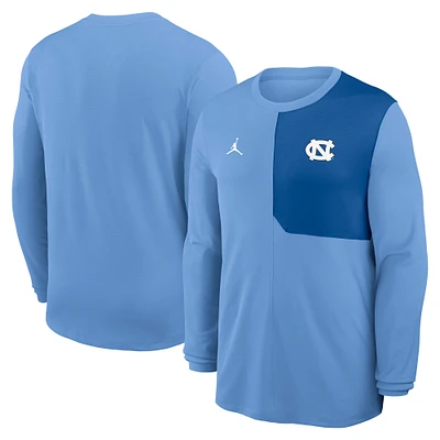 Men's Jordan Brand Carolina Blue North Tar Heels 2025 Sideline Coach UV Performance Long Sleeve T-Shirt