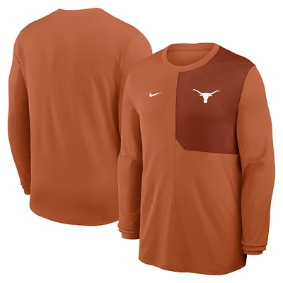 Men's Nike Texas Orange Longhorns 2025 Sideline Coach UV Performance Long Sleeve T-Shirt