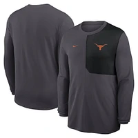 Men's Nike Anthracite Texas Longhorns 2025 Sideline Coach UV Performance Long Sleeve T-Shirt