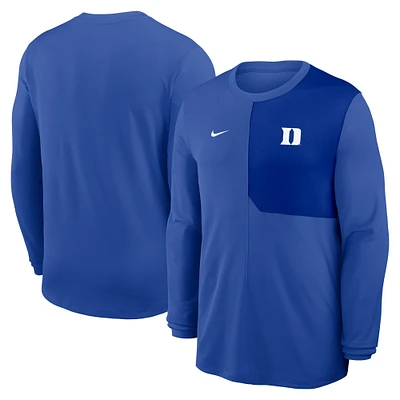 Men's Nike Royal Duke Blue Devils 2025 Sideline Coach UV Performance Long Sleeve T-Shirt
