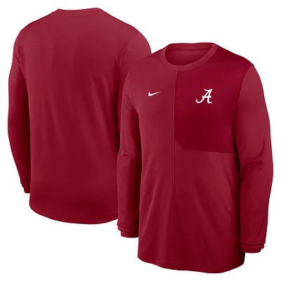 Men's Nike Crimson Alabama Tide 2025 Sideline Coach UV Performance Long Sleeve T-Shirt