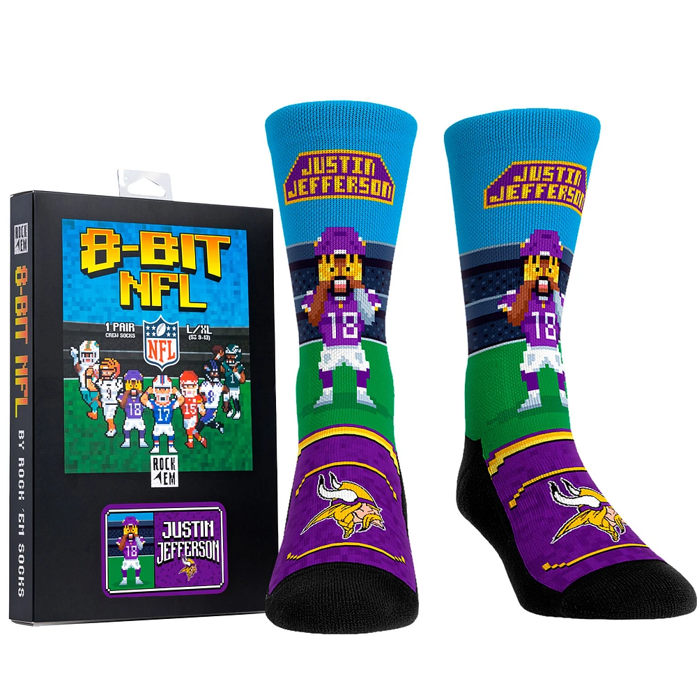 Unisex Rock Em Socks Justin Jefferson Minnesota Vikings 8-Bit Crew Socks