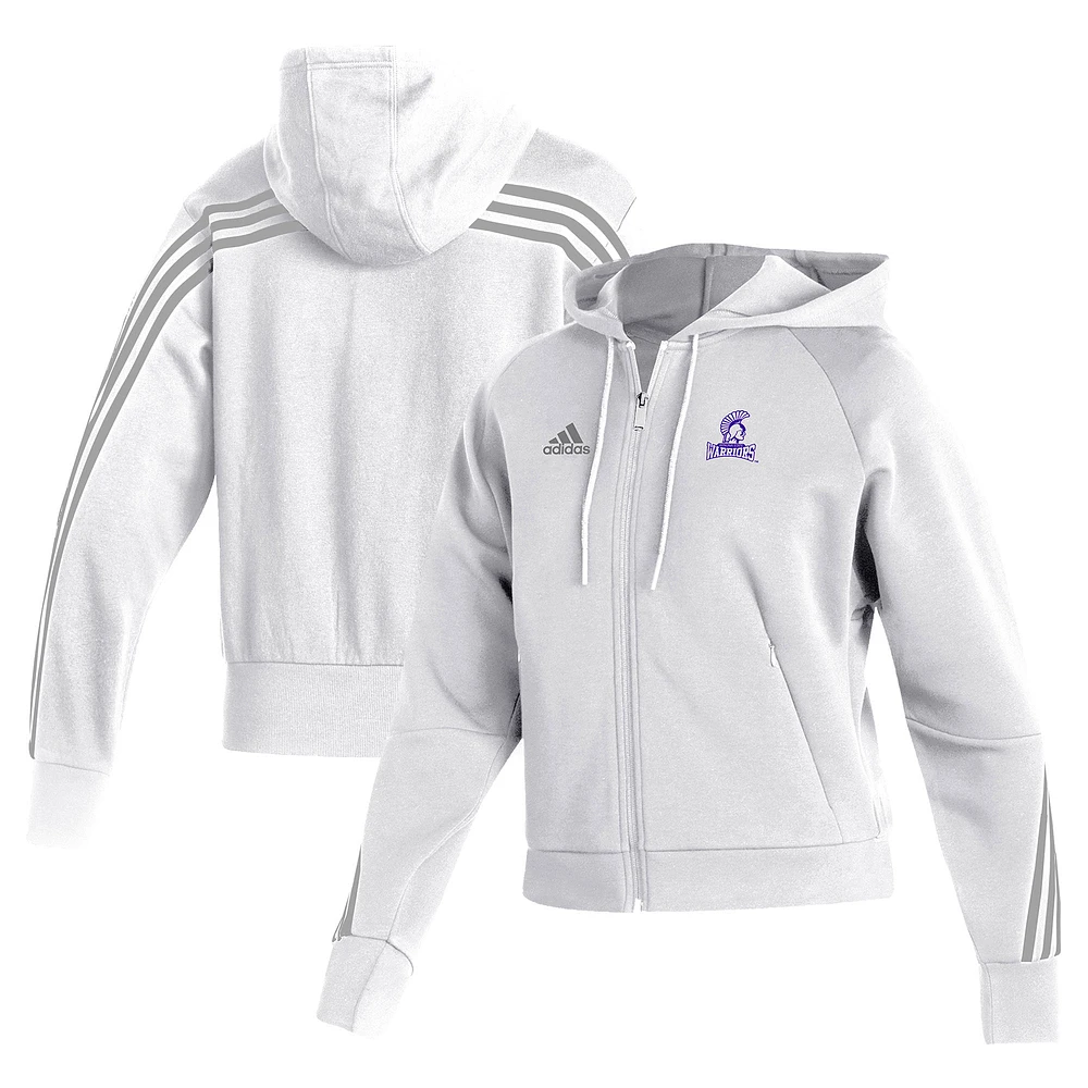 Women's adidas White Winona State Warriors Fashion Full-Zip Hoodie