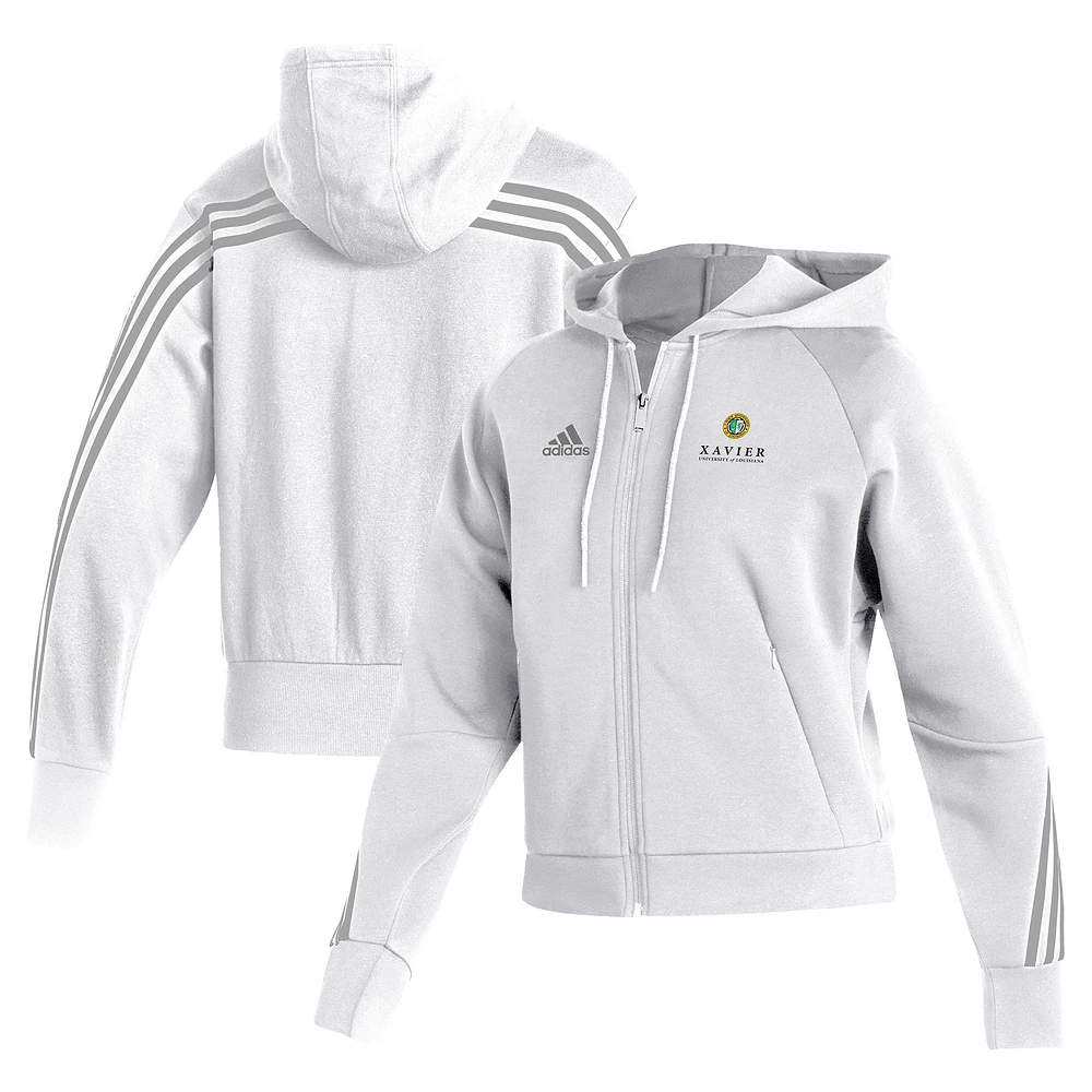 Women's adidas White Xavier University of Louisiana Gold Rush Fashion Full-Zip Hoodie