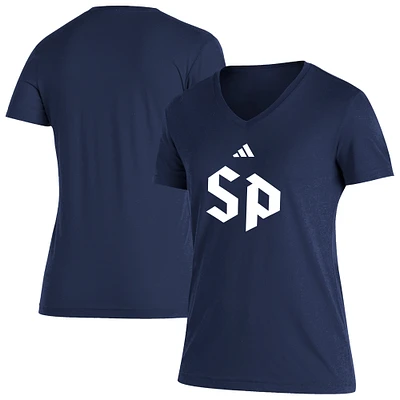 Women's adidas  Navy Saint Peter's Peacocks Blend V-Neck T-Shirt