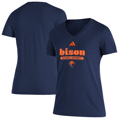 Women's adidas  Navy Bucknell Bison Blend V-Neck T-Shirt