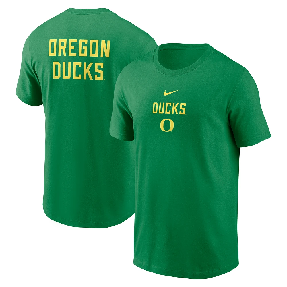 Men's Nike Green Oregon Ducks 2-Hit Stacked T-Shirt