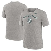 Men's Nike Heather Gray Michigan State Spartans Legacy Arch Tri-Blend T-Shirt