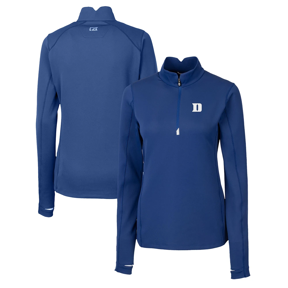 Women's Cutter & Buck Blue Duke Devils Traverse Stretch Eco Quarter-Zip Top
