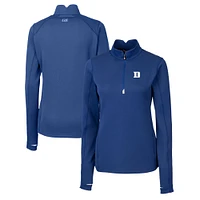 Women's Cutter & Buck  Blue Duke Devils Traverse Stretch Eco Quarter-Zip Top