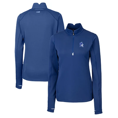 Women's Cutter & Buck  Blue Duke Devils Traverse Stretch Eco Quarter-Zip Top