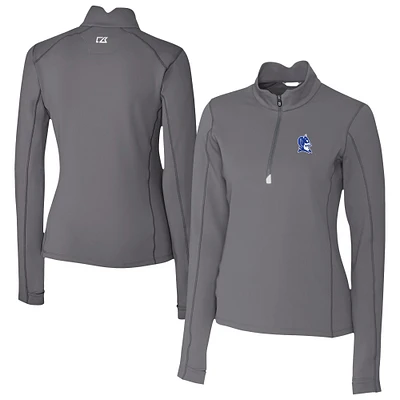 Women's Cutter & Buck  Gray Duke Blue Devils Traverse Stretch Eco Quarter-Zip Top