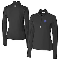 Women's Cutter & Buck  Black Duke Blue Devils Traverse Stretch Eco Quarter-Zip Top