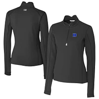 Women's Cutter & Buck  Black Duke Blue Devils Traverse Stretch Eco Quarter-Zip Top