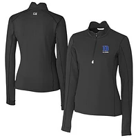 Women's Cutter & Buck  Black Duke Blue Devils Traverse Stretch Eco Quarter-Zip Top