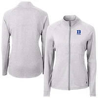 Women's Cutter & Buck  Heather Gray Duke Blue Devils Adapt Eco Knit Recycled Full-Zip Jacket
