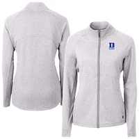 Women's Cutter & Buck  Heather Gray Duke Blue Devils Adapt Eco Knit Recycled Full-Zip Jacket