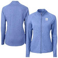 Women's Cutter & Buck  Heather Blue Duke Devils Adapt Eco Knit Recycled Full-Zip Jacket