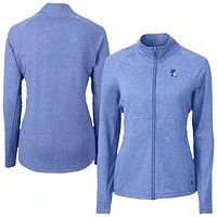 Women's Cutter & Buck  Heather Blue Duke Devils Adapt Eco Knit Recycled Full-Zip Jacket