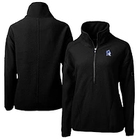 Women's Cutter & Buck  Black Duke Blue Devils Cascade Eco Sherpa Fleece Half-Zip Jacket