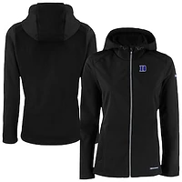 Women's Cutter & Buck Black Duke Blue Devils Evoke Hybrid Eco Softshell Recycled Full-Zip Jacket