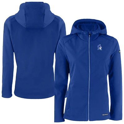 Women's Cutter & Buck Royal Duke Blue Devils Evoke Hybrid Eco Softshell Recycled Full-Zip Jacket
