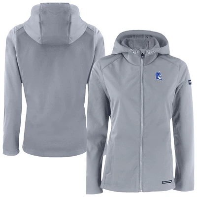 Women's Cutter & Buck Gray Duke Blue Devils Evoke Hybrid Eco Softshell Recycled Full-Zip Jacket