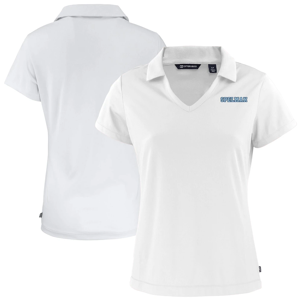 Women's Cutter & Buck White Spelman College Jaguars Daybreak Eco Recycled V-Neck Polo