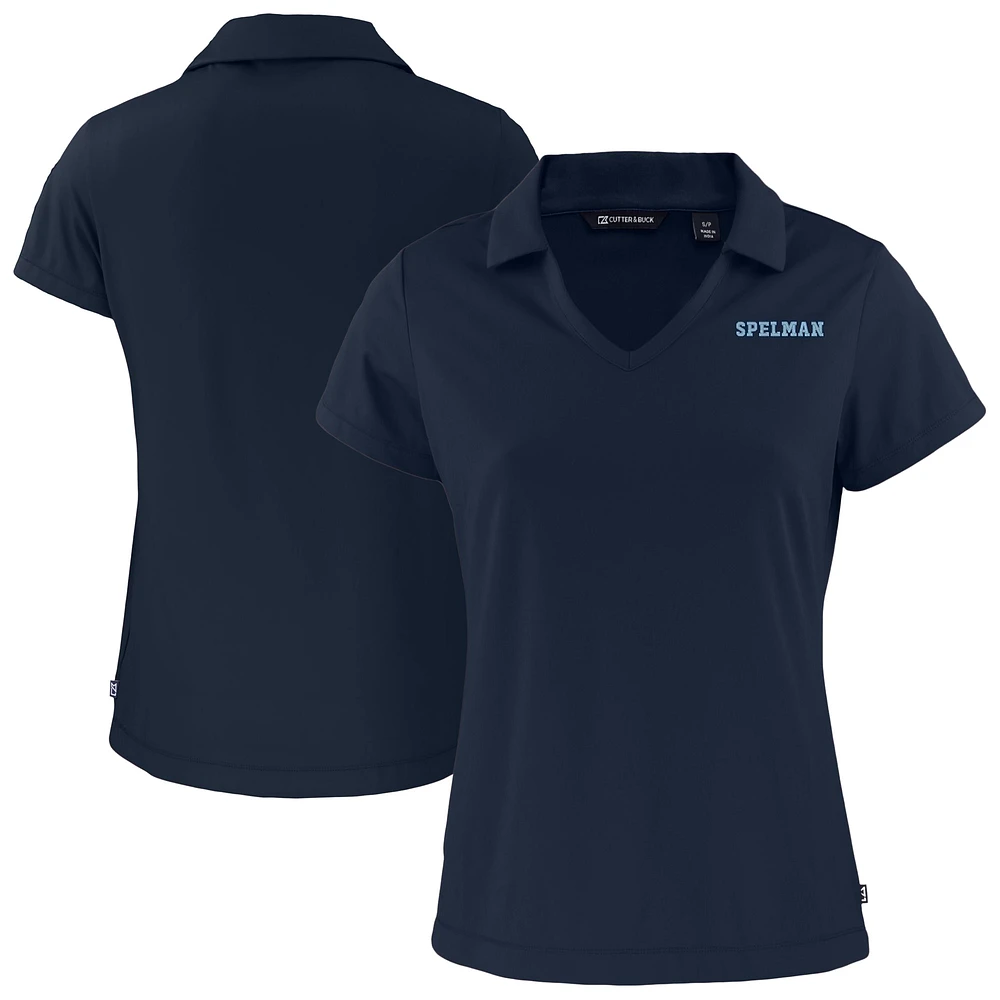 Women's Cutter & Buck Navy Spelman College Jaguars Daybreak Eco Recycled V-Neck Polo