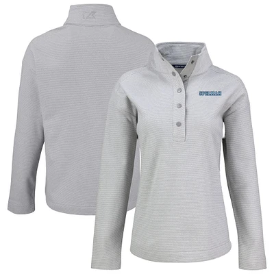 Women's Cutter & Buck Gray Spelman College Jaguars Hunts Point Eco Textured Fleece Recycled Half-Snap Sweatshirt